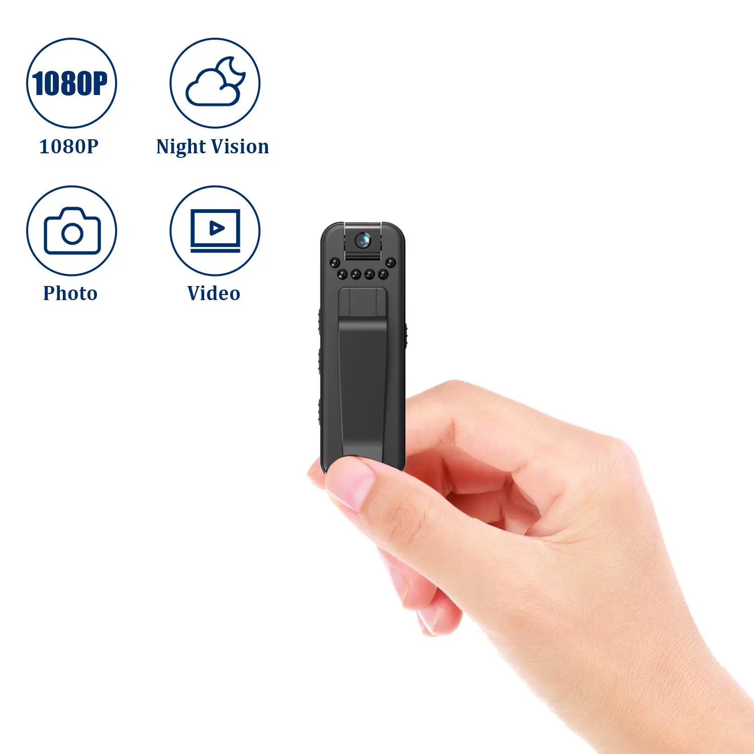 1080P Video Recorder Portable Security Camera Police Law Camera Video Enforcement Recording Life Body Recorder Device Night White Photography Storage Black Processor Digital Audio Voice