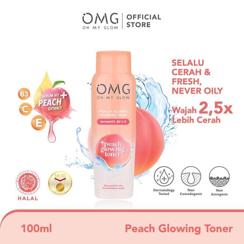 OMG OH MY GLOW Peach Glowing Toner 100 ml with Serum Vitamin B3, Vitamin C, & Vitamin E 0
