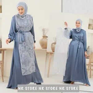 NR- SET LUNA DRESS BROKAT Mewah | DREES SET Kondangan OUTER BROKAT LEPAS PASANG TERBARU BAHAN CRADENZA SILK MIX BROKAT TULLE Cantik • simpel