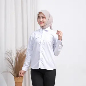 Kemeja Putih Formal Wanita Lengan Panjang Baju Kemeja Dasar Katun Kasual Atasan Kemeja Kantor Polos Formal Nyaman Casual Slimfit Kerja Putih KemejaPolos KemejaKantor KemejaFormal