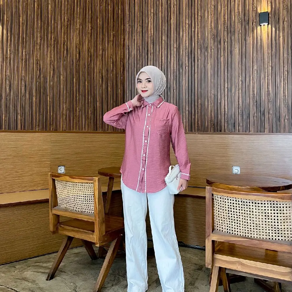 W&K - Atasan Kemeja Wanita Terbaru | Kemeja Panjang Polos Bahan Linen