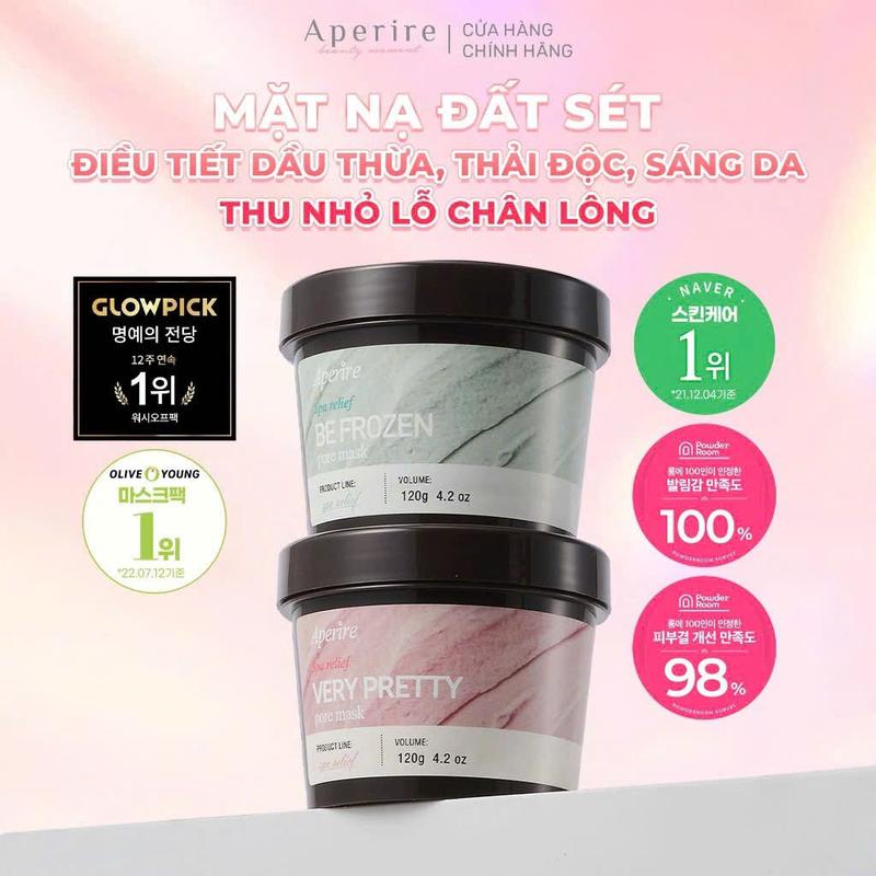 [Mần đẹp  x minie] Mặt Nạ Đất Sét Kiềm Dầu, Cải Thiện Lỗ Chân Lông, Aperire Spa Relief Pore Mask 120g