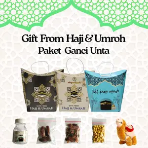 Paket Oleh-Oleh Haji dan Umroh + Boneka Unta Gantungan Kunci Hampers Makanan Food Gift Snacks Souvenir Khas Arab Dus Tali Kurma Kismis Kacang Arab Ganci Zamzam 50ml Hadiah