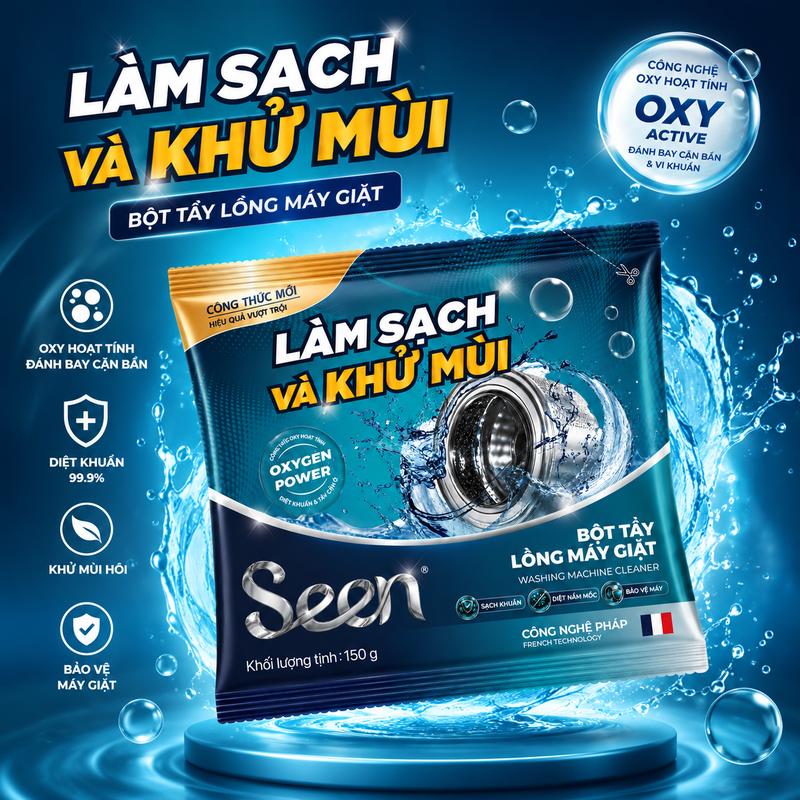 Bột Tẩy Lồng Máy Giặt SEEN Hương Lavender 150 Gam | Tẩy Sạch Cặn Bẩn Lồng Giặt, Diệt 99% Vi Khuẩn