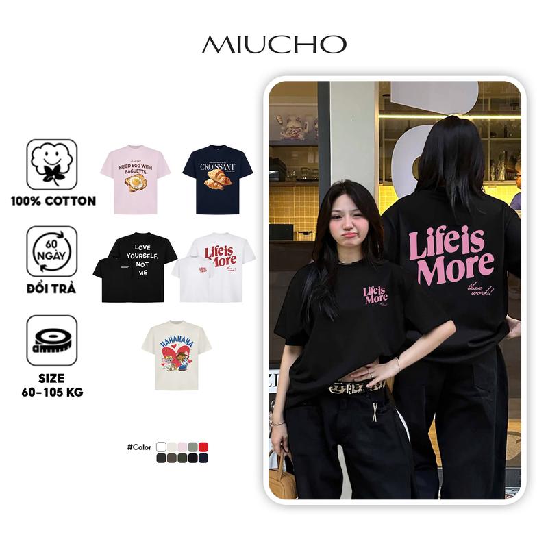 [THÊM MẪU MỚI] Áo thun boxy basic phong cách Hàn Quốc BST Miucho tay ngắn cổ tròn chất cotton co giãn dày dặn thoáng mát