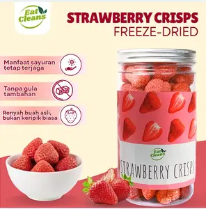 Eat Cleans Snack Buah Strawberry Kering Dried Strawberry Cemilan Sehat Strawberry Kering Cemilan Snack Rendah Kalori
