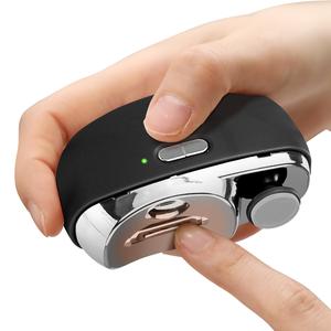 電動ネイルクリッパー ABSボディ、USB充電ケーブル、爪片収納ボックス付き多機能ネイルトリマー、一押し自動トリミング、2モード、360°回転研磨、滑らかな仕上げ
