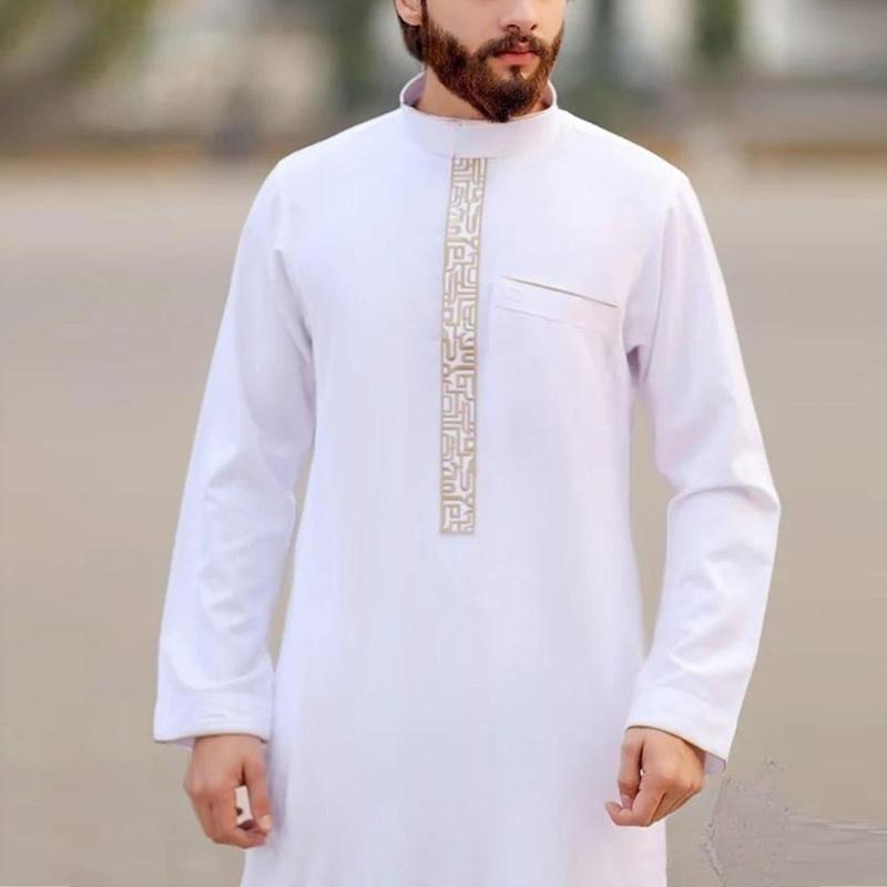Product Introduction of [Cadia]Men Long Sleeve Muslim Saudis Kaftan Islamic Ethnic Clothing Robe Man Arab Robe Islamic Robe Muslim Ethnic Clothin 30