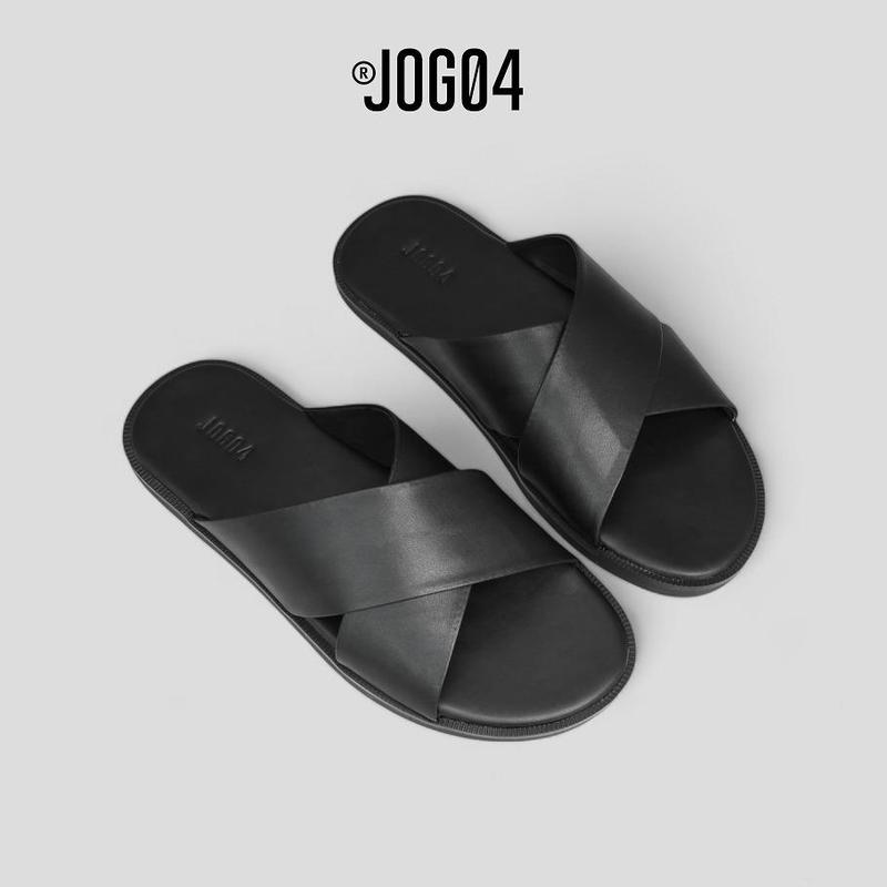 Dép da JOG04 - phiên bản 2025 , thiết kế quai chéo hiện đại , mặt bọc da êm ái ( B2 )