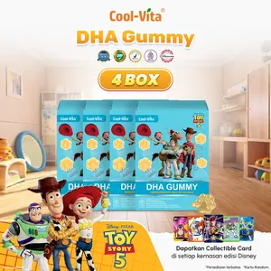 [TT] Cool-Vita - Disney ToyStory5 - 4 Box DHA Gummy Rasa Buah Mix Apel Mangga dan Jeruk 56 Gummy Vitamin Anak (Mulai 3 Tahun) dan Dewasa| Gummy Bervitamin Dukung Tumbuh Kembang Otak Optimal| BPOM & HALAL