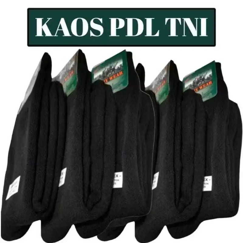 ( 6 Pasang ) Kaos Kaki PDL Hitam Tebal /  TNI POLRI Securiti , Outdorr Bahan Super Tebal Hitam Polos