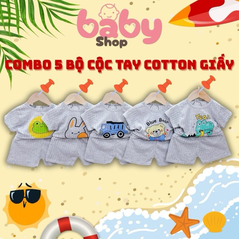 Product Introduction of [Combo 5 Bộ] Bộ Quần Áo Cộc Tay Hoặc Ba Lỗ Vải Cotton Giấy Hoặc Tăm Lạnh Họa Tiết Đẹp, Màu Ngẫu Nhiên Cho Cả Bé Trai, Bé Gái 5 - 15kg Baby Shop 7