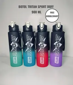 BOTOL TRITAN SPORT DOFF KAPASITAS 900 ML Bahan Tritan Plastik Motif Sport Gratis Tali Cocok untuk Aktivitas Sehari-hari