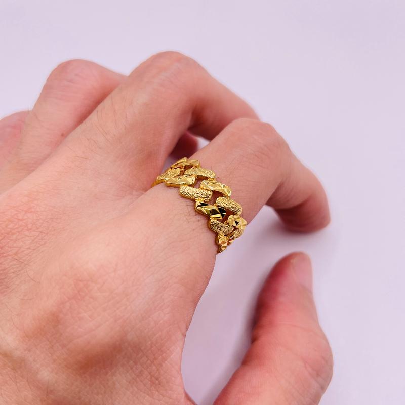 Nhẫn titan không phai không rỉ sét màu vàng mã 54, Nhẫn unisex chất liệu titan bền màu, trangsucmoiluatuoi.RIN