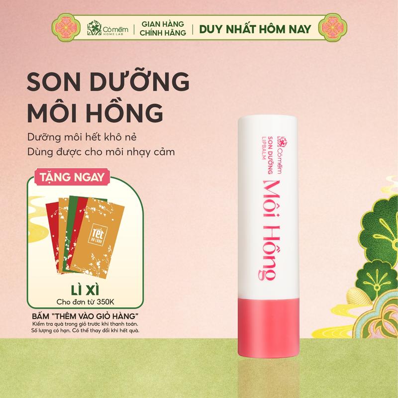  Son Dưỡng Môi Hồng Dưỡng Ẩm Môi Mềm Mượt Cỏ Mềm 4,5g 