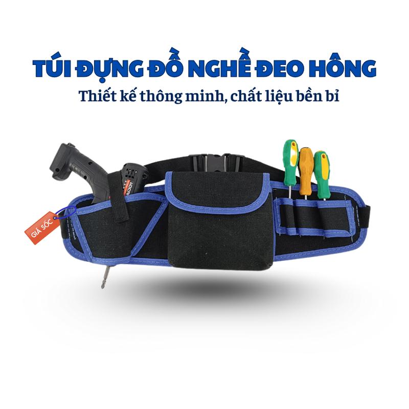 Túi đựng đồ nghề đeo hông mẫu mới, vải bố siêu bền, nhiều ngăn tiện dụng