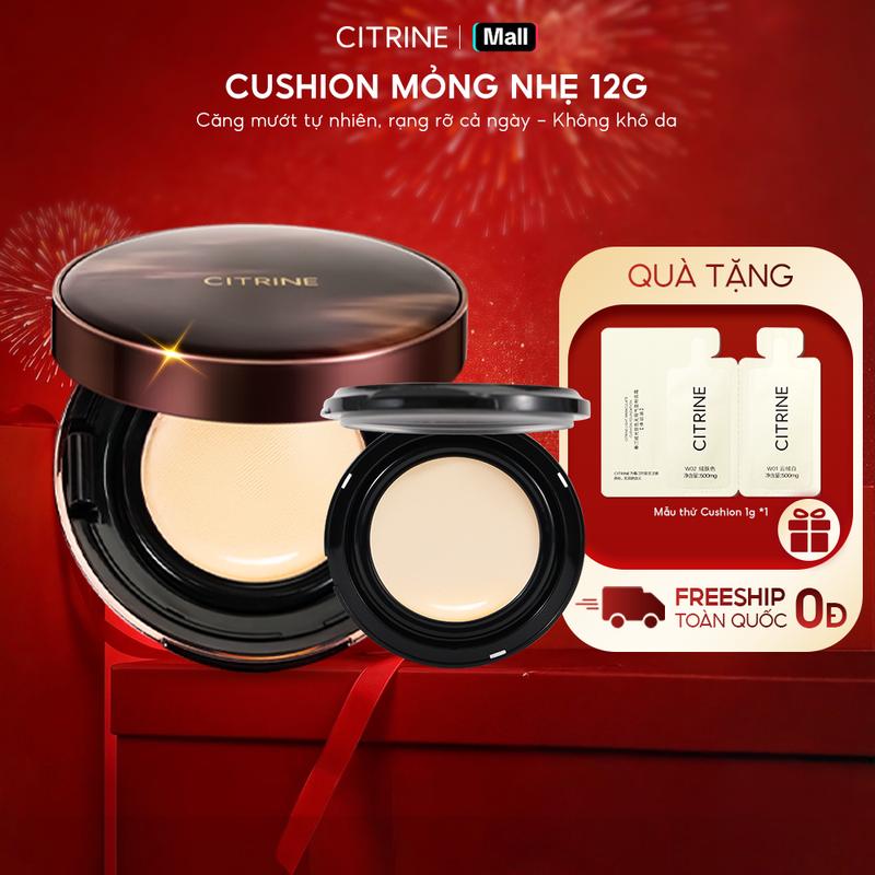 Cushion CITRINE 12g + Kèm lõi – Cấp Ẩm Lâu Trôi Mỏng Nhẹ & Che Khuyết Điểm Tự Nhiên