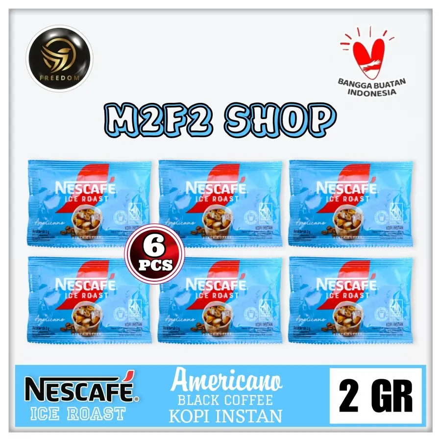Nescafe Ice Roast Instant Americano | Kopi Murni Sachet - 2 gr (Kemasan 6 Pcs)