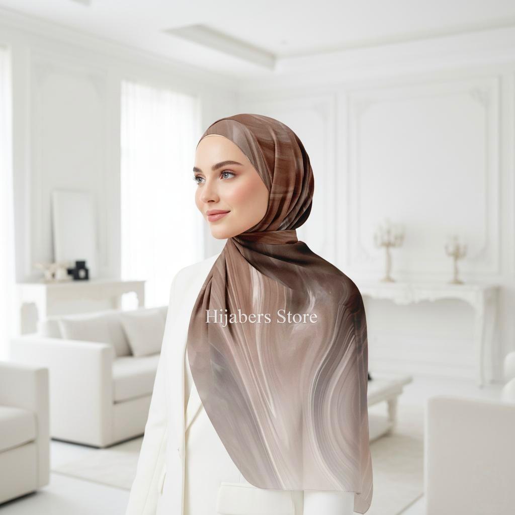 HIJABERS STORE_Jilbab Pashmina Mirea Kerudung Motif Print Sublime Ceruty Premium 180cmX80cm Bahan Ceruty Babydoll Nyaman Dan Elegan