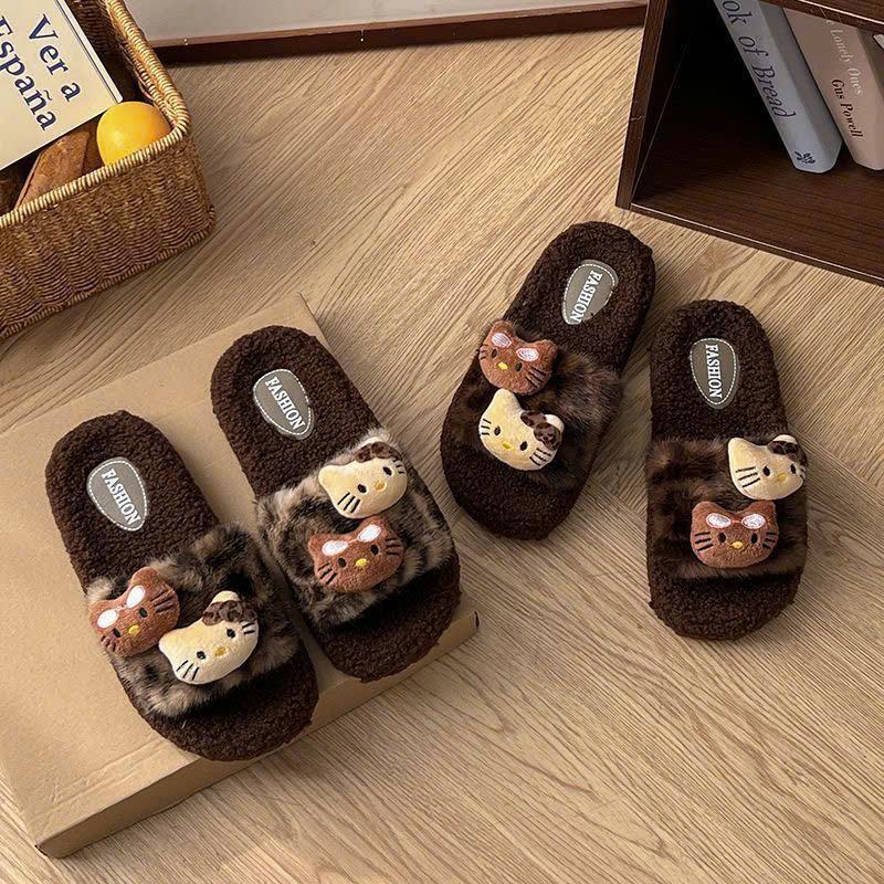  Dép lông nữ bản nâng cấp 4 mèo Hello chất lông mềm mịn hạn chế rụng lông đế êm BTdep 