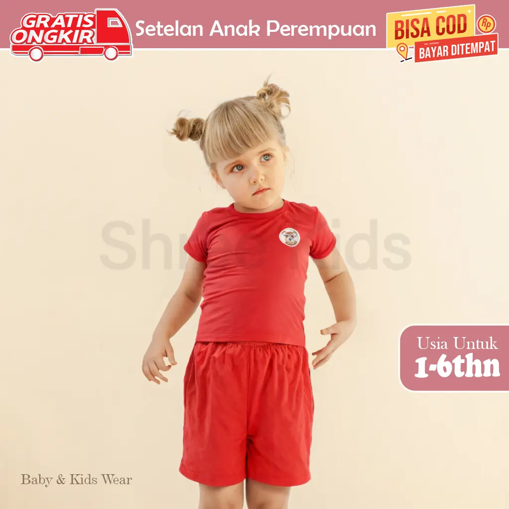 Setelan Kaos dan Celana anak perempuan usia 1-6 tahun | Kaos setelan anak perempuan SR 15