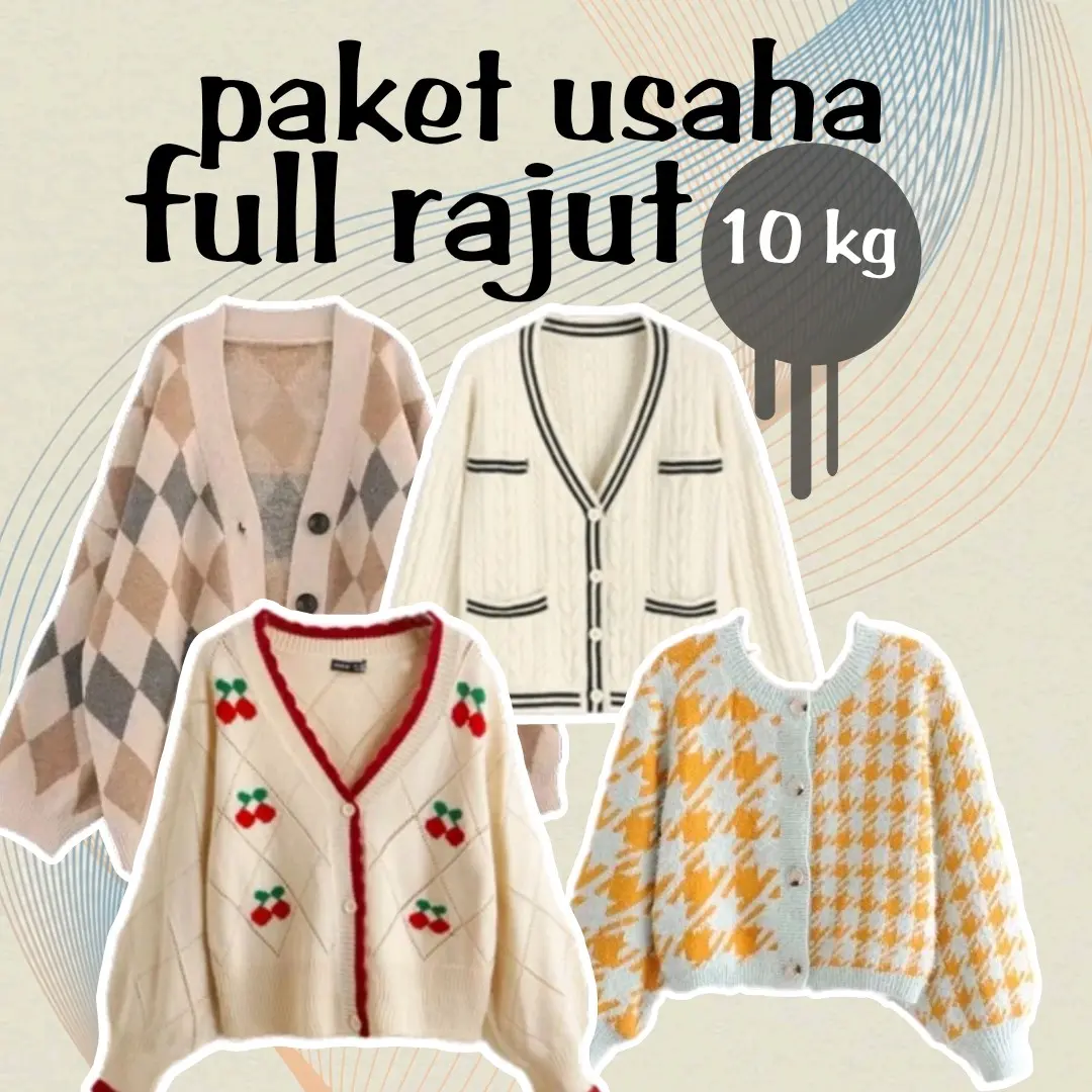 paket usaha full rajut 10 kg isi 40-50 pcs, rajut tebal, rajut tipis, rajut lengan panjang, rajut murah, baju atasan wanita, Knitwear, Sweater Cardigan, Outer, baju dewasa COD