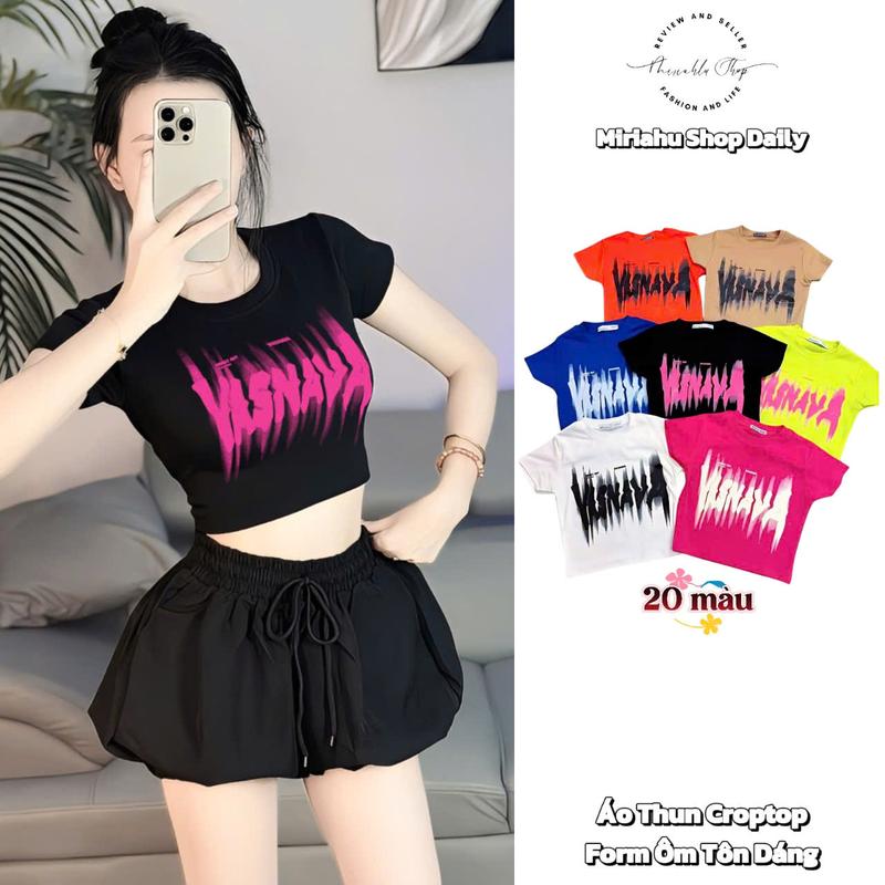 Áo Thun Croptop Nữ Form Ôm Dáng Ngắn In Hình Vasnava – Thời Trang Cá Tính Hot Trend 2025 - Tôn Dáng Hack - Dễ Phối Đồ