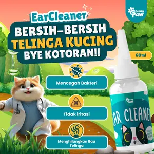 Golden Paw Ear Cleaner 60ml Pembersih Telinga Kucing Alami Aman Menghilangkan Bau & Iritasi dengan Bahan Alami Aman Untuk Kucing