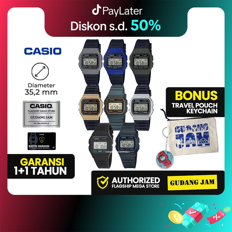 Jam Tangan Casio F-91WM |Jam Tangan Pria Cowok | Digital | Anti Air | Original | Casio Watches | Kaca Resin | F-91WM F-91W F91W F91WG F 91 WM 1