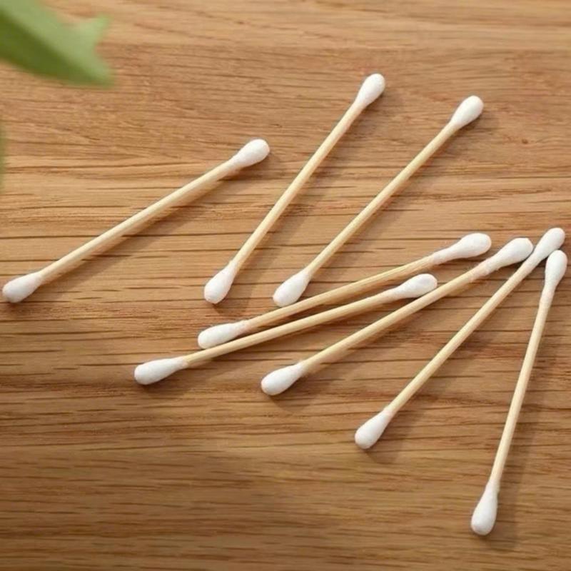 DEAL 1K Tăm Bông Gói 100 Chiếc Bằng Gỗ Tre Chắc Chắn Tiện Lợi Tăm Bông Ngoáy Tai Tre An Toàn Tiện Lợi 4