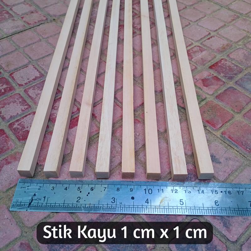 Stik Kayu Kotak 1 cm x 1 cm x 100 cm | Kayu Kotak Kecil Panjang untuk Kerajinan, Dekorasi, dll 1