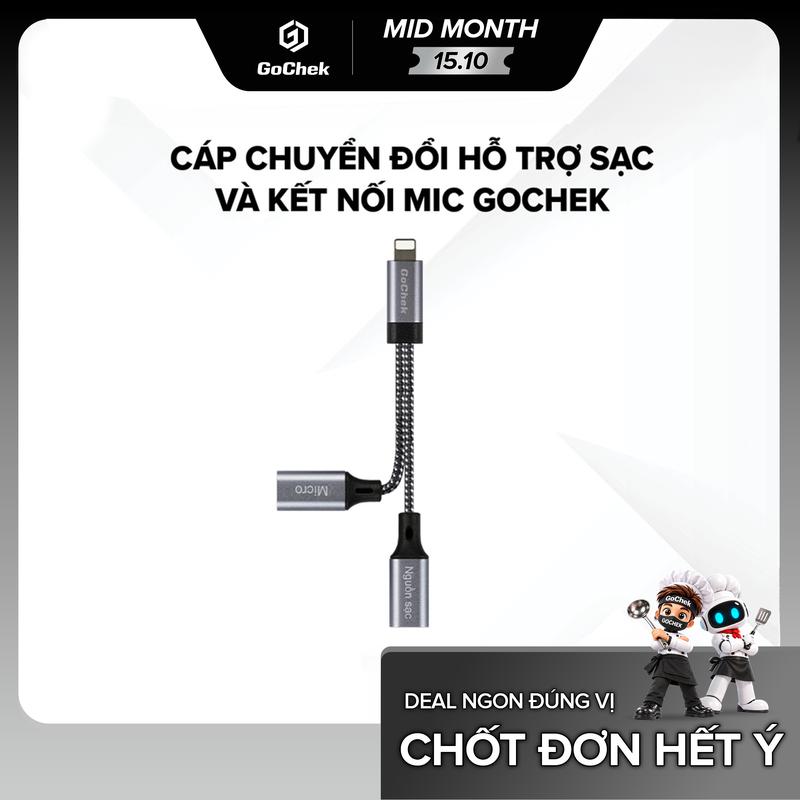 Cáp chuyển đổi hỗ trợ sạc và kết nối mic GoChek Ultra Plus. Usb, Phone, Phụ Kiện Titan