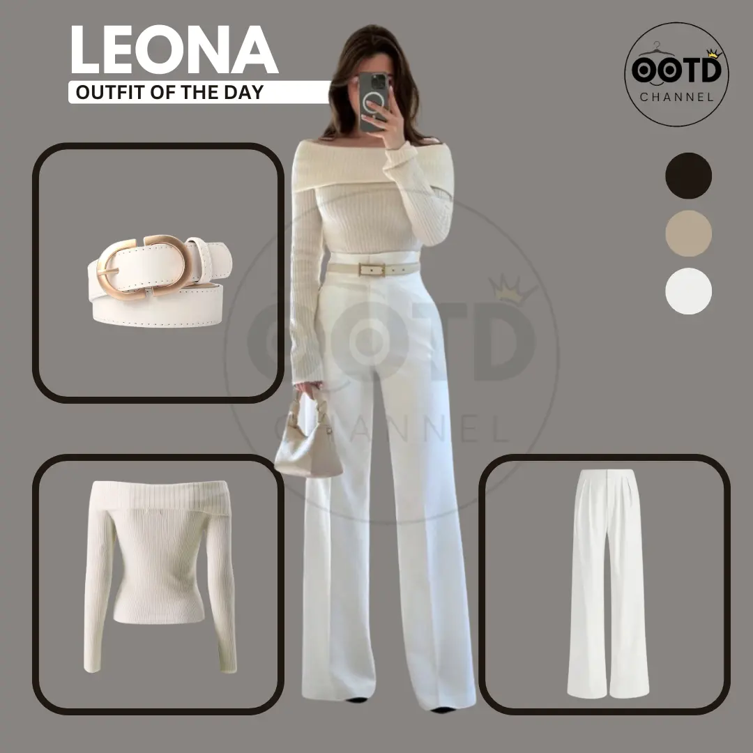 Korean One Set Setelan Nongkrong Kekinian Selebgram Wanita Terbaru Loose Pants Sabrina Belt LEONA Baju Celana Fit Lembut Nyaman Panjang Top Kantong Kulot Linen
