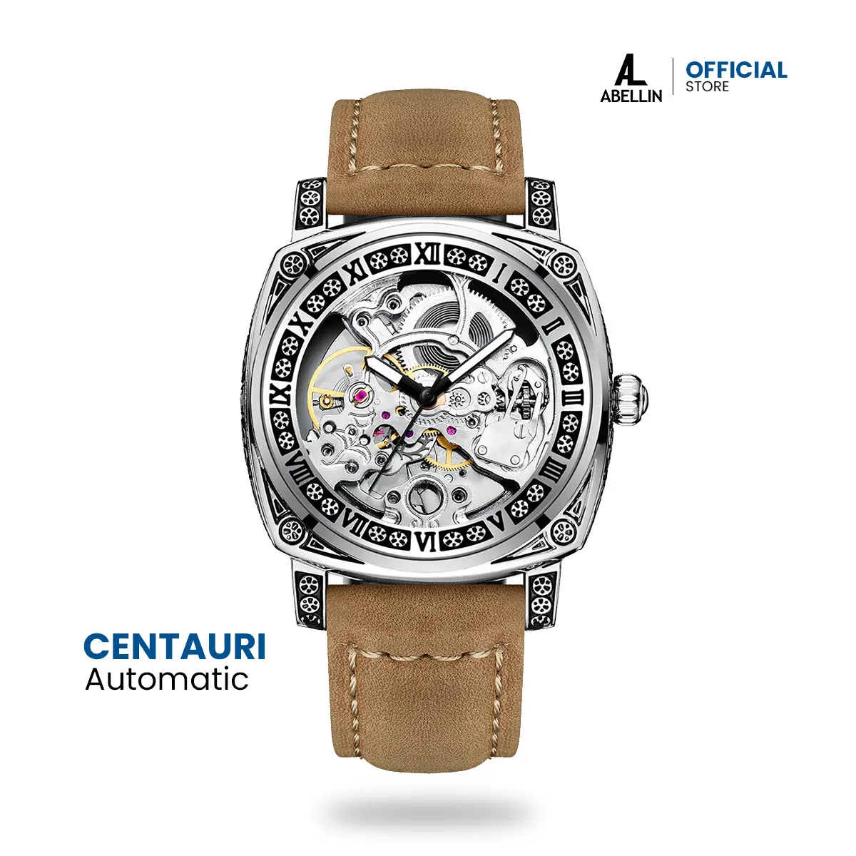 CENTAURI Automatic - Jam Tangan Pria Premium Automatic Strap Kulit Asli Original Analog Eksklusif Bergaransi Otomatis Lokal Mewah Tahan Air Kotak Eksklusif Stainless Watch Watches