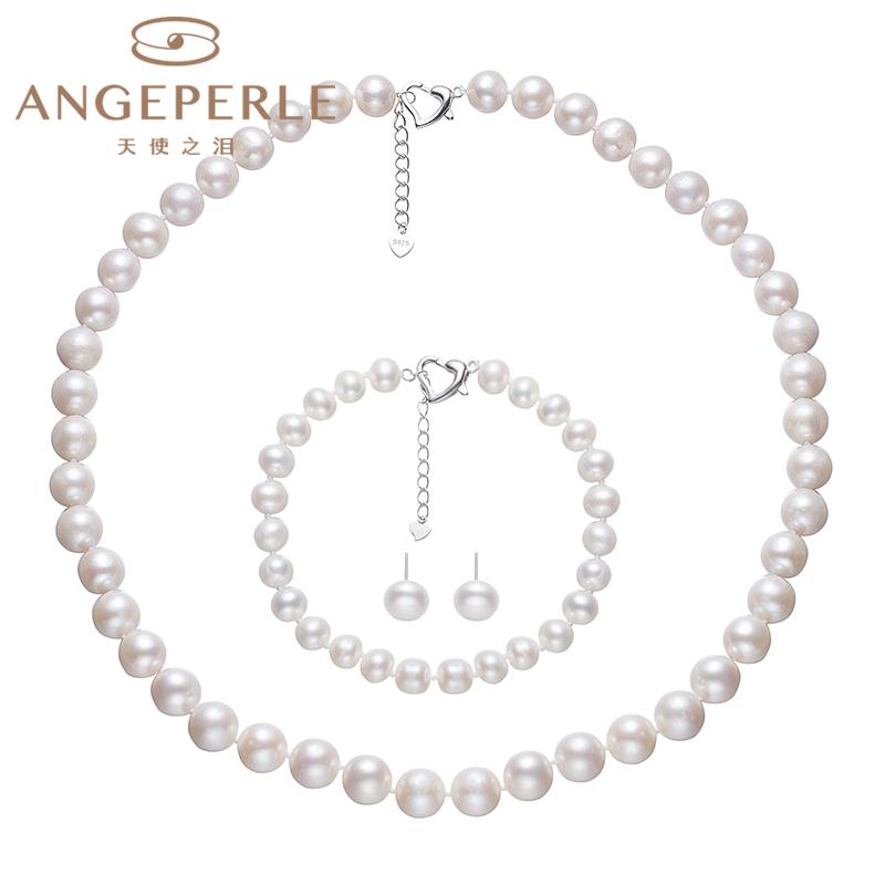 Product Introduction of Versatile Everyday Pearl Three-Piece Set Necklace, Bracelet And Earrings: Necklace 8.5-9.5mm Bracelet 6.5-7.5mm Earrings 7.5-8.5mm Freshwater S925 Silver (TSZL115) 0