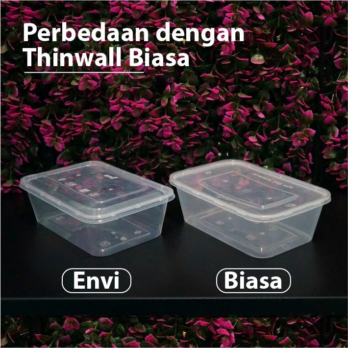 (Depok) Thinwall Anti Pecah 2000 ml - Thinwall ENVI - Kotak Makanan - Square 3