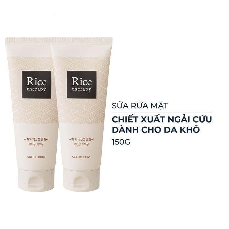 COMBO 2 ON: THE BODY Sữa rửa mặt Rice Therapy 150g ngải cứu cho da khô xuất xứ Hàn Quốc