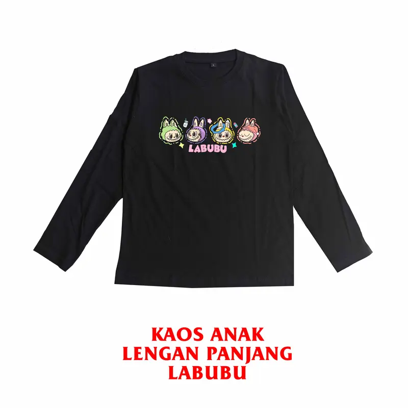 Kaos Anak Perempuan Lengan Panjang Gambar Labubuu Usia 4-12 Tahun 3