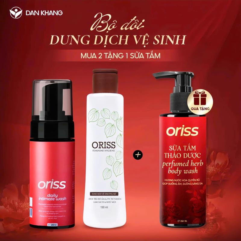 [MUA 1 TẶNG 1] Dung dịch vệ sinh phụ nữ dạng bọt Oriss Daily Intimate Wash hỗ trợ làm sạch dịu nhẹ hương nước hoa quyến rũ chai 120ml Women