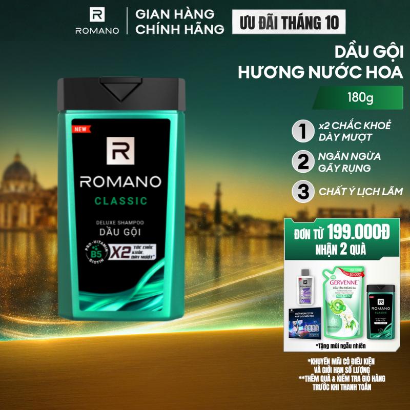 Dầu gội Dưỡng Tóc cho nam Romano Deluxe Classic 180g
