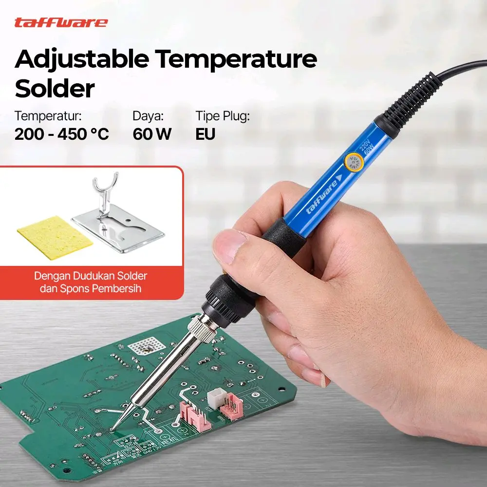 Taffware Solder Adjustable Temperatur 200-450 Derajat Celcius 220V 60W
