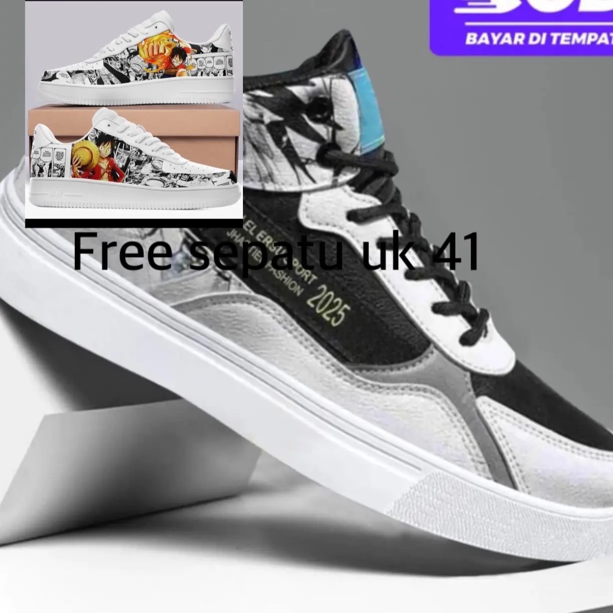 Sepatu Kasual Pria Terbaru (free sepatu uk 41)Sepatu Kasual High Trendy Sepatu Anime Viral Sneakers
