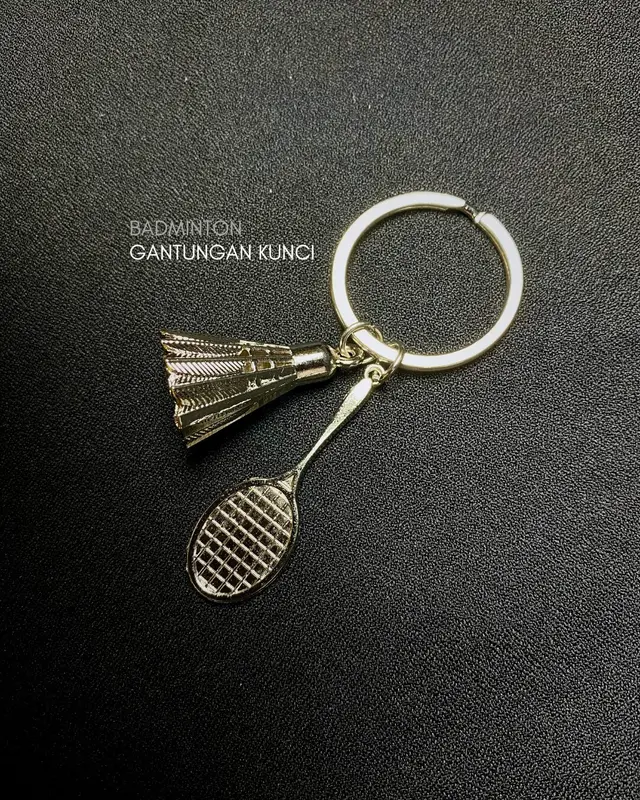 High quality kalung badminton silver original gantungan kunci raket shuttlecock supenir olahraga badminton terbaru 6