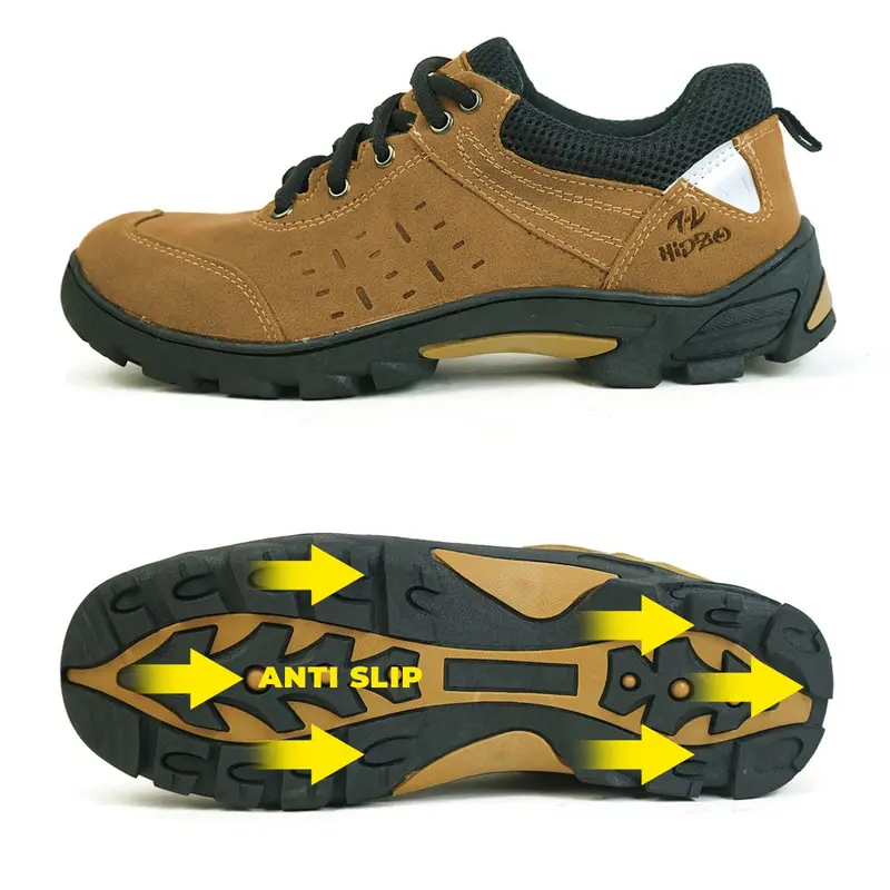 HIPZO Sepatu Safety Sport Ujung Besi M076 Untuk Pria Kerja Outdoor Ori Tambang Proyek Sol Full Karet Hitam Shoes 3