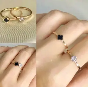 【BELI 1 PCS CINCIN GRATIS 1 CINCIN】SATU SET CINCIN TITANIUM Cincin 2 In 1 Titanium Bunga Hitam Permata Premium Style Elegan