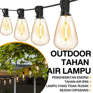 Kuning Lampu 30Meter Kabel 30 Lampu 1Set Dapat Diredupkan Lampu Gantung Outdoor Tahan Air Lampu Cafe lampu  tenaga  surya  outdoor solar  light Bohlam Putih Pvc Tembaga