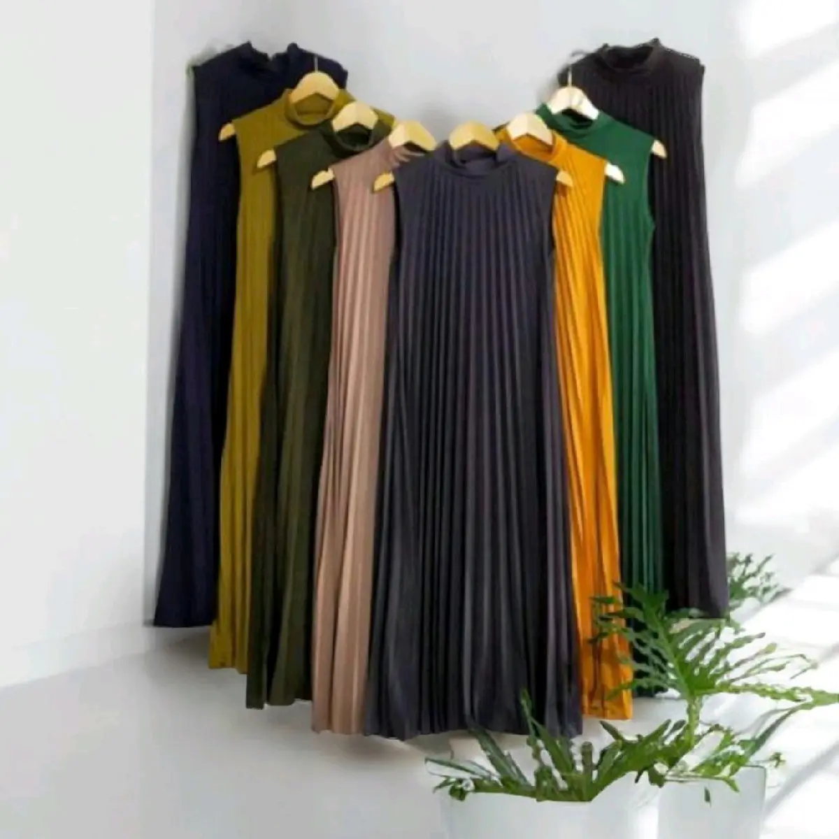 Long Plisket Wanita | Plisket Alexa Slevelees Kutung Tanpa Lengan, terbaru 2025 Atasan Casual Panjang Baju inner ruffle dress