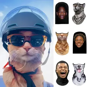 [3d Mask]Topeng Ugly Face Lucu /Masker Buff Karakter Kucing & Anjing /Couple Mask /Masker Ekspresi Wajah Abstrak Unik & Kreatif/ Pelindung muka dan Leher Anti UV/ Debu & Panas untuk Motor & Sepeda/Aktivitas Outdoor/Bisa Melihat Ke Luar Mainan