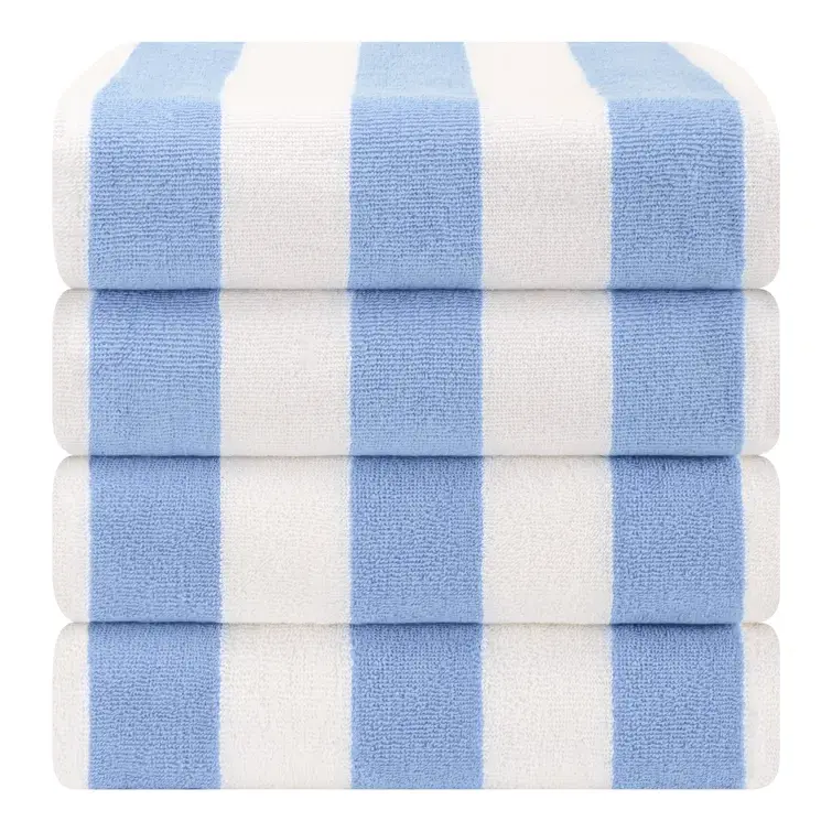 Pool Towel / Handuk Renang Motif Stripe White Light Blue 1