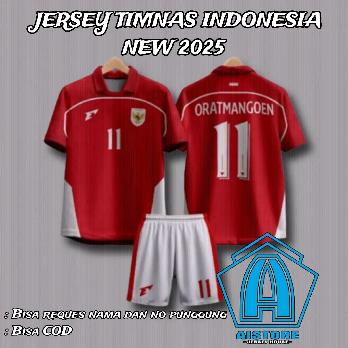 JERSEY TIMNAS INDONESIA NEW 2025 (Bisa request nama & no punggung) Sport